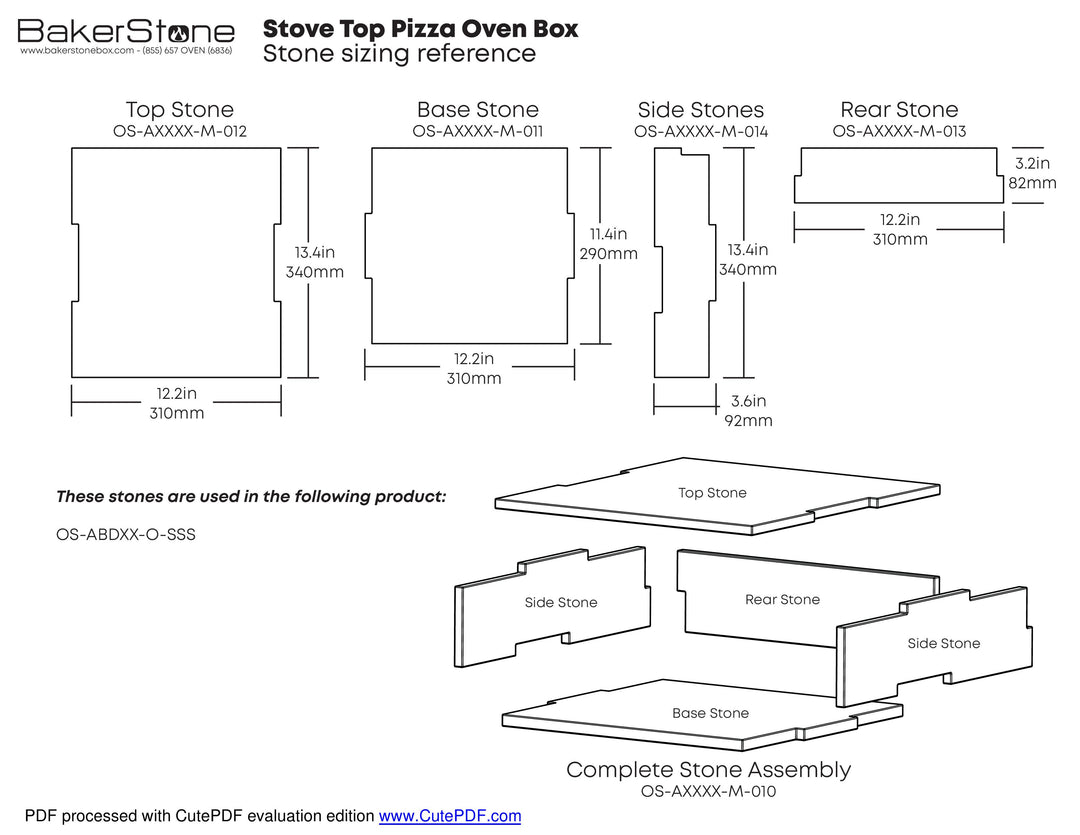 Indoor Series Gas Stove Top Pizza Oven Box Base Stone